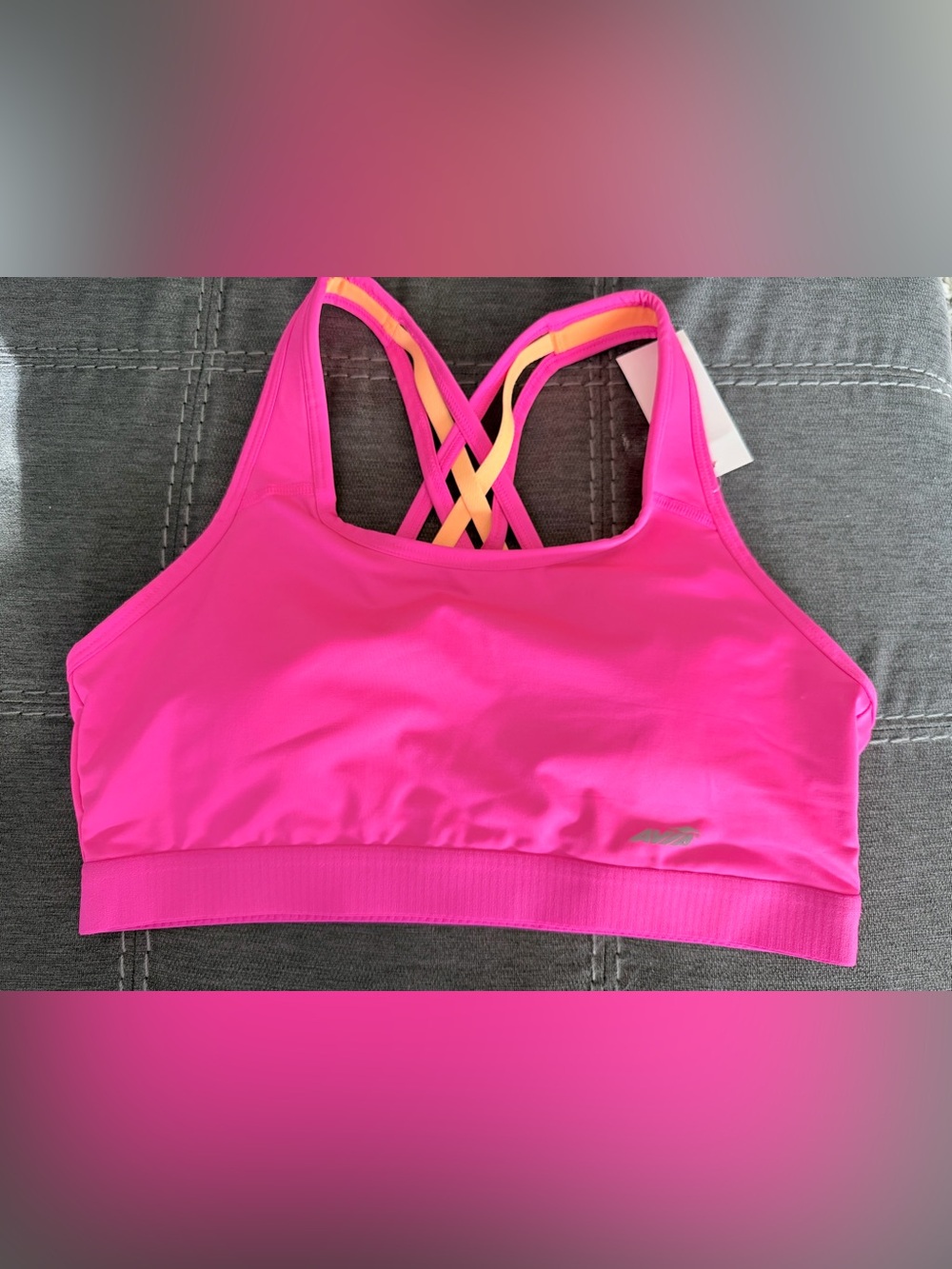 Avia Hot Pink Bikini Top with Peach Accent Straps